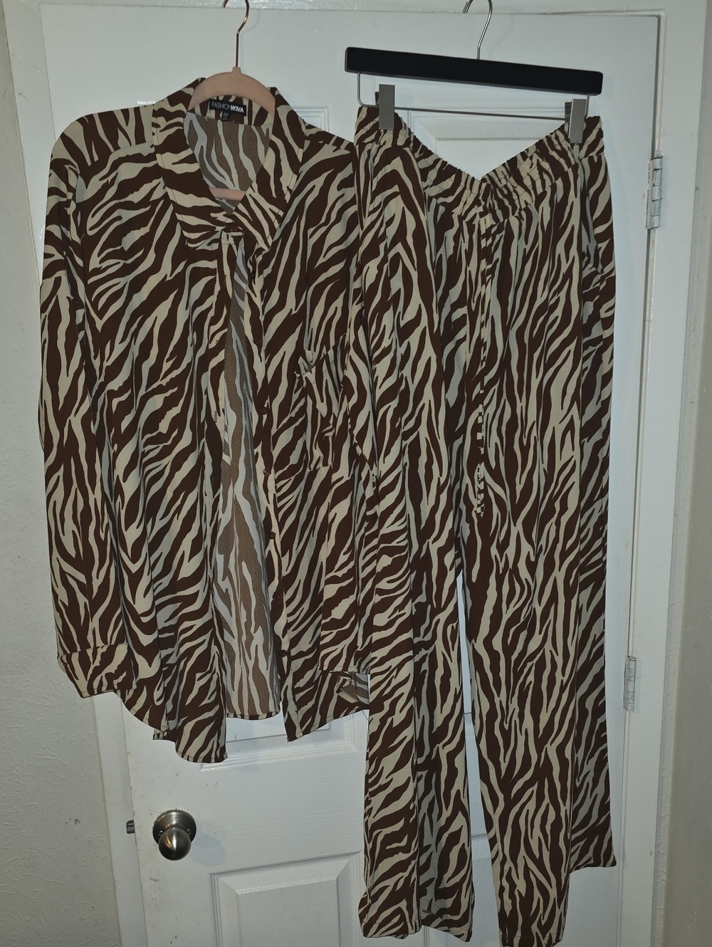 Fashion Nova Brown Zebra-Print Women’s 2 Piece Set